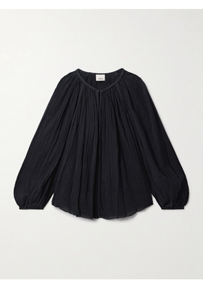 Isabel Marant - Jenna Gathered Organic Cotton-gauze Blouse - Black - FR 34,FR 36,FR 38,FR 40,FR 42