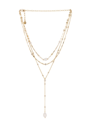 Ettika Forever Pearl 18k Gold Plated Multi-chain Choker in Metallic Gold.