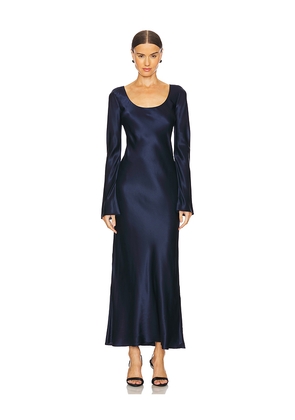 EAVES Gilad Silk Maxi Dress in Navy. Size XS. Also in S.