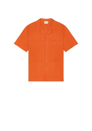 Bound Oversized Textured Shirt in Orange. Size L. Also in M, XL/1X.