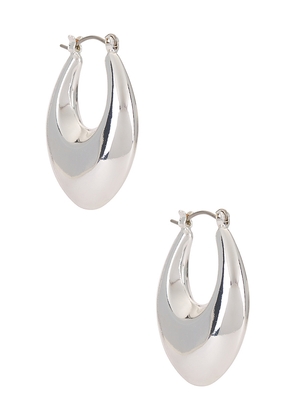 Ettika Open Teardrop Hoop Earrings in Metallic Silver.