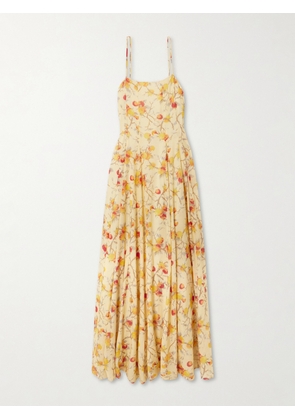Posse - Paloma Printed Cotton-blend Voile Maxi Dress - Yellow - xx small,x small,small,medium,large,x large