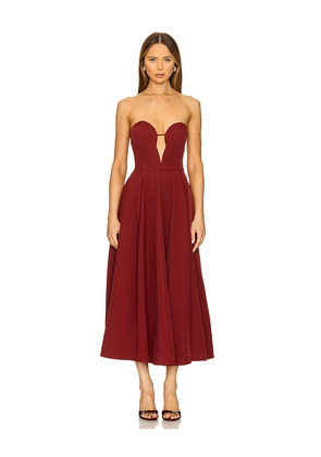 Bardot x REVOLVE Opal Volume Midi Dress in Wine. Size 10. Also in 2, 4, 6, 8.