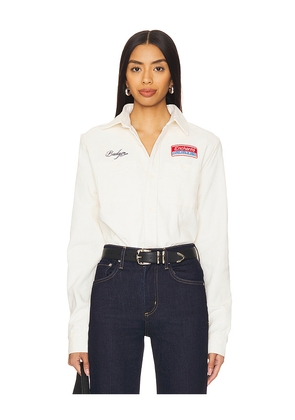 Enchante Corduroy Chainstitch Buttonup in Cream. Size L. Also in S.