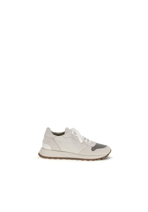 Brunello Cucinelli Gray Calf Leather Bos Taurus Athletic Sneakers - EU38/US8