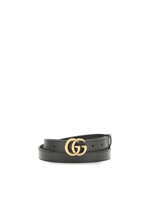 Gucci Black Calf Leather Bos Taurus Thin Belt - 85 cm / 34 Inches