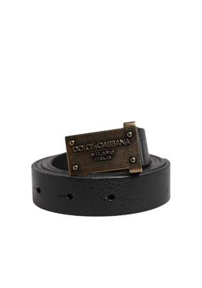 Dolce & Gabbana Black Leather Regular Belt - 95 cm / 38 Inches