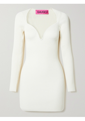 GAUGE81 - Mija Ribbed Merino Wool-blend Mini Dress - Ecru - x small,small,medium,large