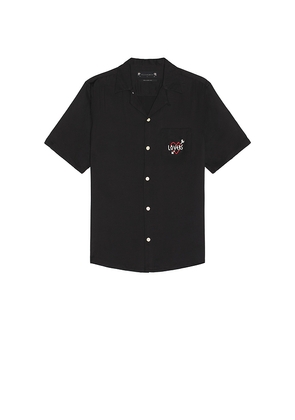 ALLSAINTS Lovers Button Down Camp Shirt in Black. Size M. Also in S.