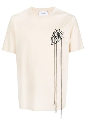 Ports V graphic-print short-sleeved T-shirt - White