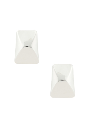ANINE BING Curved Rectangle Stud in Metallic Silver.