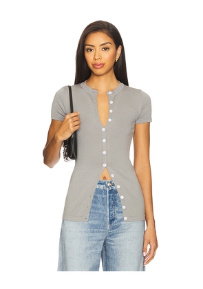 ALL THE WAYS Samantha Button Up Top in Light Grey. Size M. Also in S, XS.