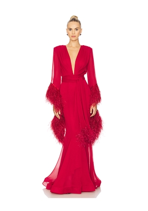 Bronx and Banco Geisha V-Neck Gown in Red. Size M. Also in S, XS.