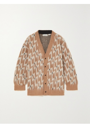 ZANKOV - Joshua Brushed Jacquard-knit Cardigan - Brown - small,medium,large