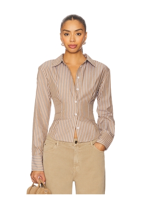 ALL THE WAYS Ellie Button Up Top in Brown. Size M. Also in L, S, XL, XS, XXS.