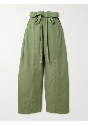 Matteau - Fisherman Paneled Cotton-twill Tapered Pants - Green - 1,2,3,4,5
