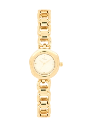 Ettika Open Circle Bracelet Watch in Metallic Gold.
