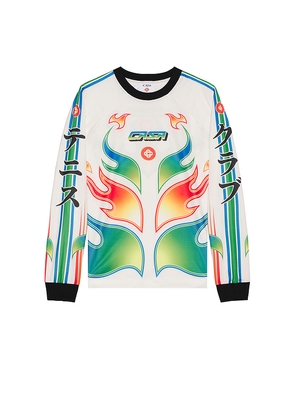 Casablanca Long Sleeve Football Tee in White. Size L. Also in M, S, XL/1X, XXL/2X.