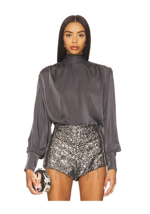Bardot Revana Satin Tie Neck Blouse in Charcoal. Size 10. Also in 4, 8.
