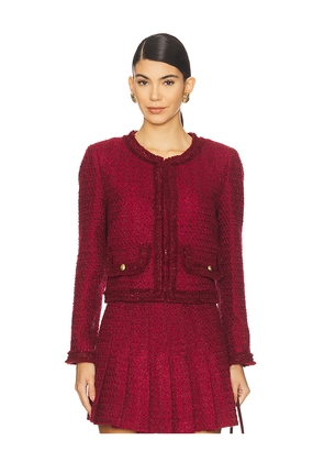 Alice + Olivia Landon Cropped Box Jacket With Trim in Red. Size L. Also in S, XS.