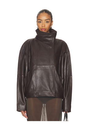 EAVES Mildri Leather Jacket in Brown. Size L. Also in M, S, XL, XS, XXS.