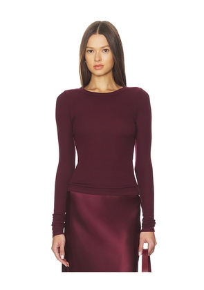 Enza Costa Silk Rib Essential Crew in Burgundy. Size L. Also in M, S, XL, XS.