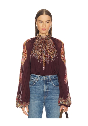 HEMANT AND NANDITA Top in Burgundy. Size M. Also in S, XL.