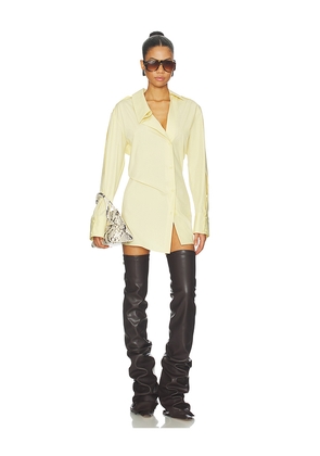 THE ATTICO Asymmetrical Shirt Mini Dress in Yellow. Size 36. Also in 38.