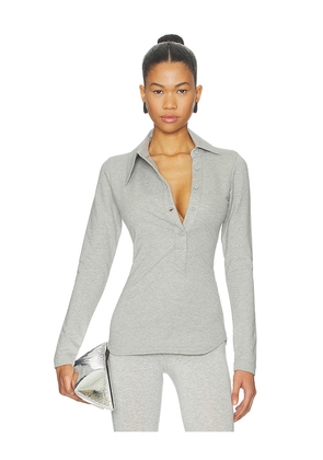 THE ATTICO Long Sleeve Lapel Top in Light Grey. Size 36. Also in 38, 40, 42.