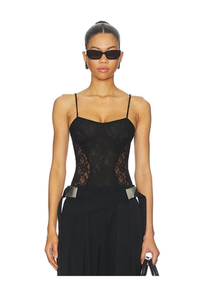THE ATTICO Lace Bodysuit in Black. Size 36. Also in 38, 40, 42.