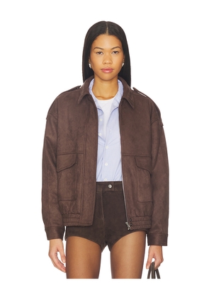 Elodie the Label Elio Vegan Suede Jacket in Chocolate. Size L. Also in M, S, XL, XS.