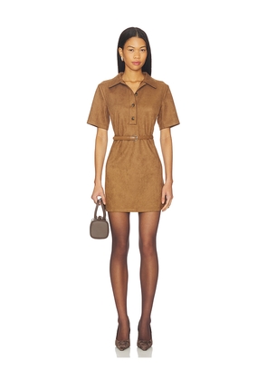 Elodie the Label Ace Vegan Suede Mini Dress in Brown. Size L. Also in M, S, XS.