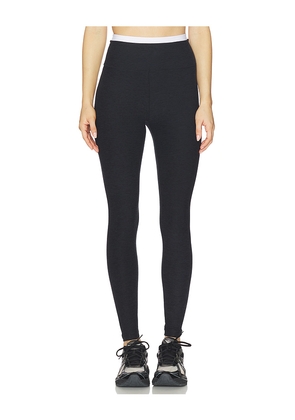 Beyond Yoga Spacedye Layered High Waisted Midi Legging in Black. Size L. Also in M, S, XL, XS.