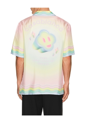 Casablanca For The Love Of Dance Cuban Collar Shirt in Blush. Size L. Also in M, S, XL/1X, XXL/2X.