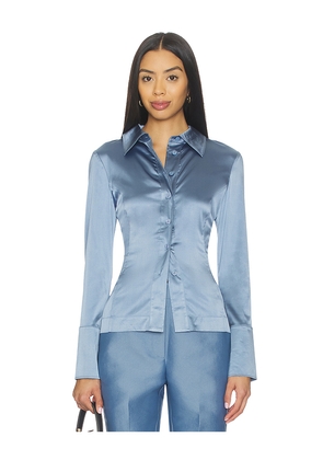 ALIGNE Janis Satin Shirt in Heather in Blue. Size 10. Also in 2, 4, 8.