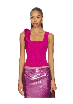 Aje Emmy Flower Knit Tank Top in Fuchsia. Size L. Also in M, S, XS, XXS.