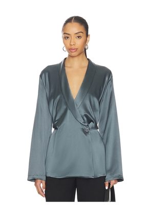 EAVES Sigrun Slouch Waist Robe Top in Charcoal. Size L. Also in M, S, XL, XS, XXS.