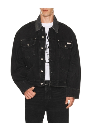 Calvin Klein 80s Icon Trucker Jacket in Black. Size L. Also in M, S, XL/1X.