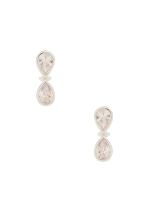 Ettika Infinity Crystal Stud Earrings in Metallic Silver.