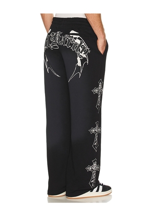 Ed Hardy Crosses Skulls Baggy Sweatpant in Black. Size L. Also in M, S, XL/1X.
