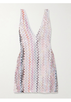 Missoni - Sequined Crochet-knit Mini Dress - Pink - IT36,IT38,IT40,IT42,IT44,IT46,IT48