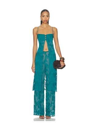 Especia Aryana Bloom Blouse Top in Teal. Size L. Also in S, XL, XS.