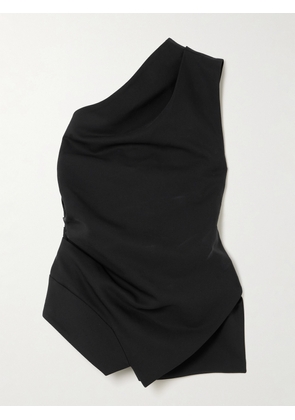 RÓHE - Asymmetric One-shoulder Gathered Woven Top - Black - FR 34,FR 36,FR 38,FR 40,FR 42,FR 44