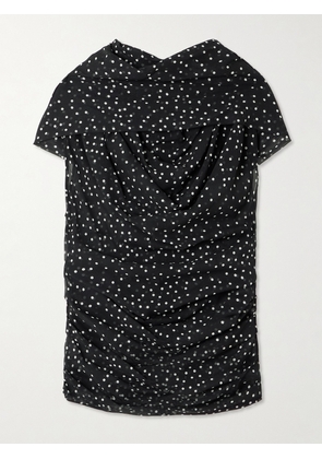 Magda Butrym - Draped Polka-dot Silk-chiffon Blouse - Black - FR 34,FR 36,FR 38,FR 40,FR 42