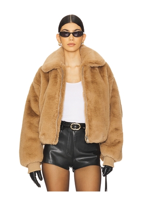 Good American Faux Fur Collared Coat in Brown. Size 5X. Also in XL.