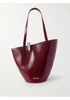 Jacquemus - Le Bambola Moyen Embellished Crinkled-leather Bag - Burgundy - One size