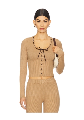 Frankies Bikinis X Bella Hadid Texas Knit Cardigan in Tan. Size L. Also in M.