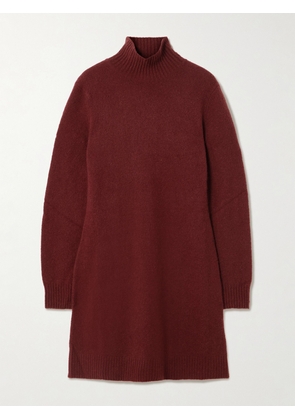 Max Mara - Edison Brushed Cashmere-blend Turtleneck Mini Dress - Red - x small,small,medium,large,x large