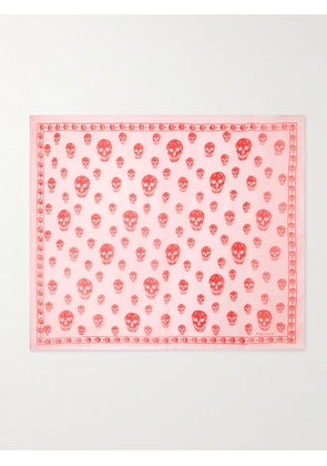 MCQUEEN - Printed Silk-chiffon Scarf - Red - One size