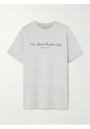 Sporty & Rich - Ny Health Club Printed Cotton-jersey T-shirt - Gray - x small,small,medium,large,x large